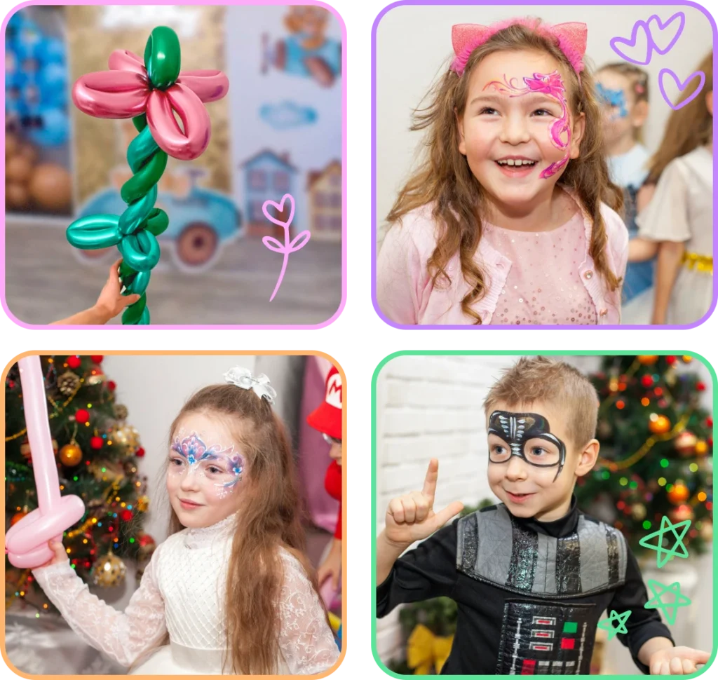 Combo Party package by BloomART: face painting and balloon twisting for kids in Zurich and Zug â fun, colour and unforgettable moments